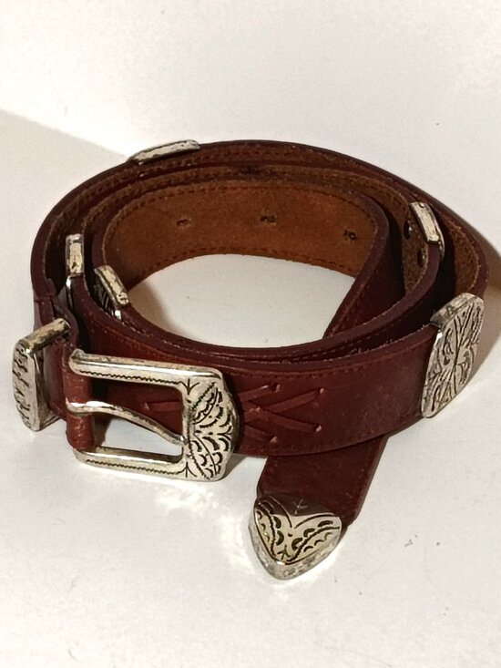 Latigo Accessories - Latigo Western Concho Belt Full Grain Leather Brown Vintage Large Boho Festival